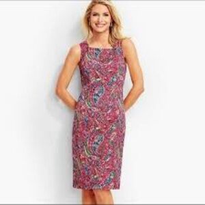 Talbots Women’s Cotton Pink and Blue Paisley Mini Dress Size 12